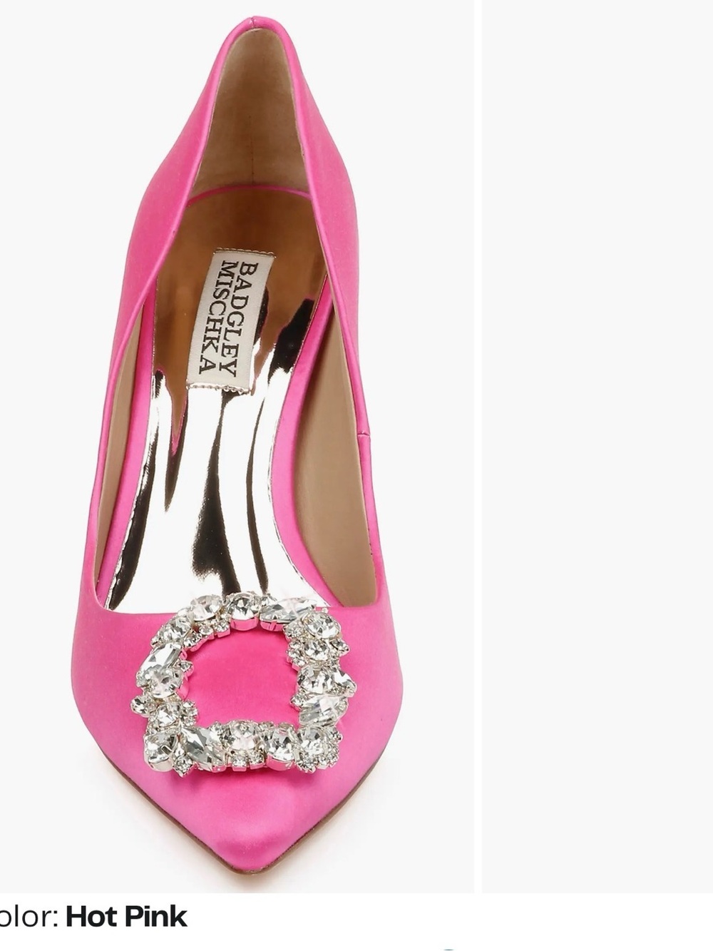 Badgley Mischka Hot Pink Crystal-Embellished Satin Pointed Pump
